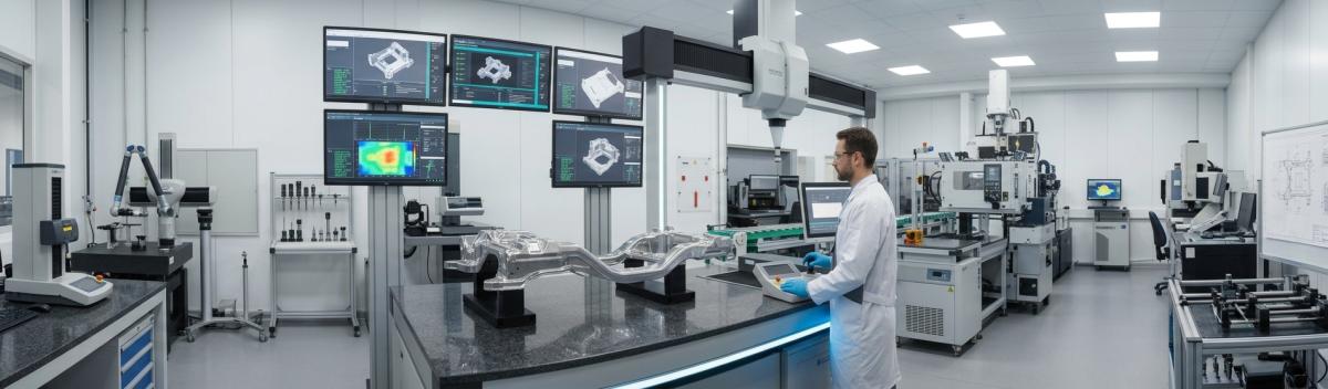 Profesional de calidad analizando resultados de medición para evaluar la variabilidad del sistema y la capacidad del proceso de inspección.